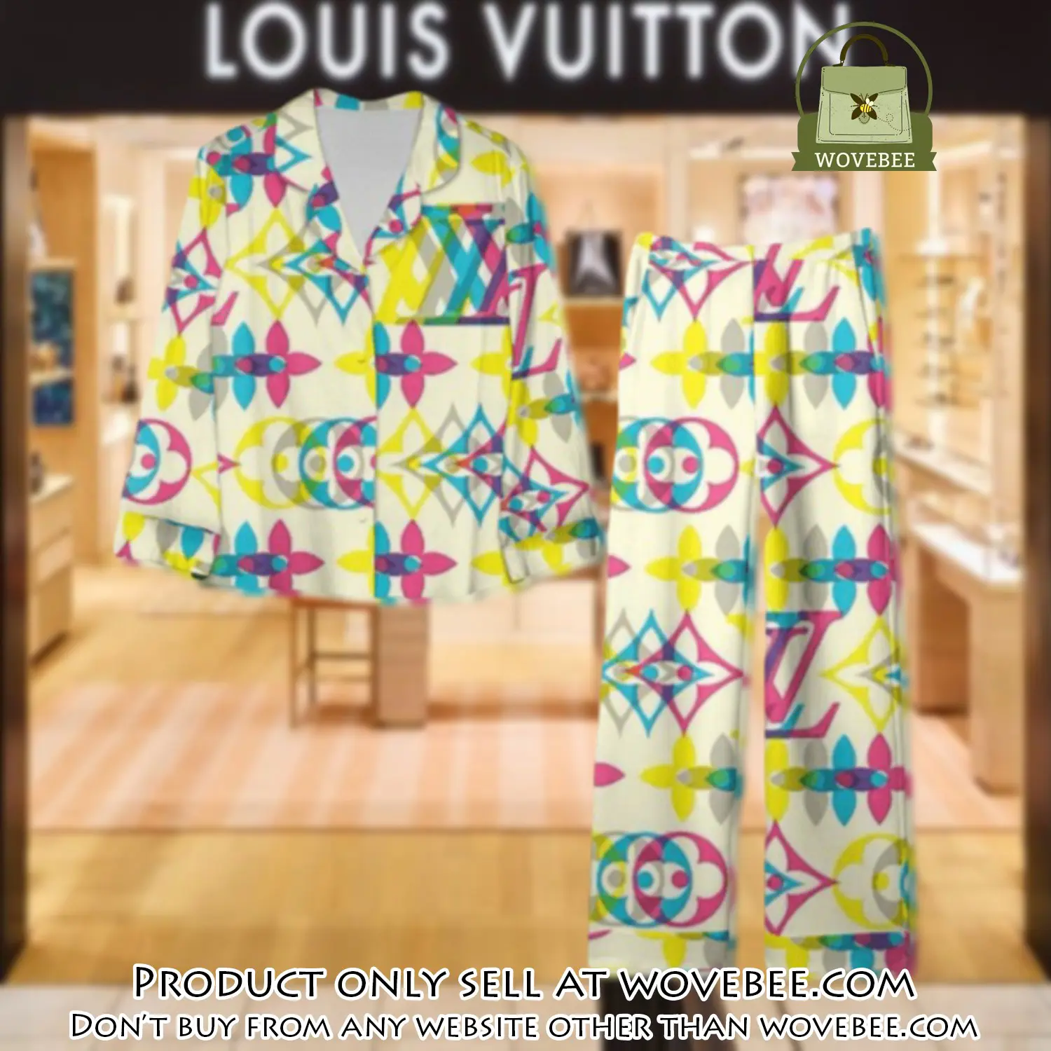 Trending luxury lv satin pajama set pjs1100 wvb1348825